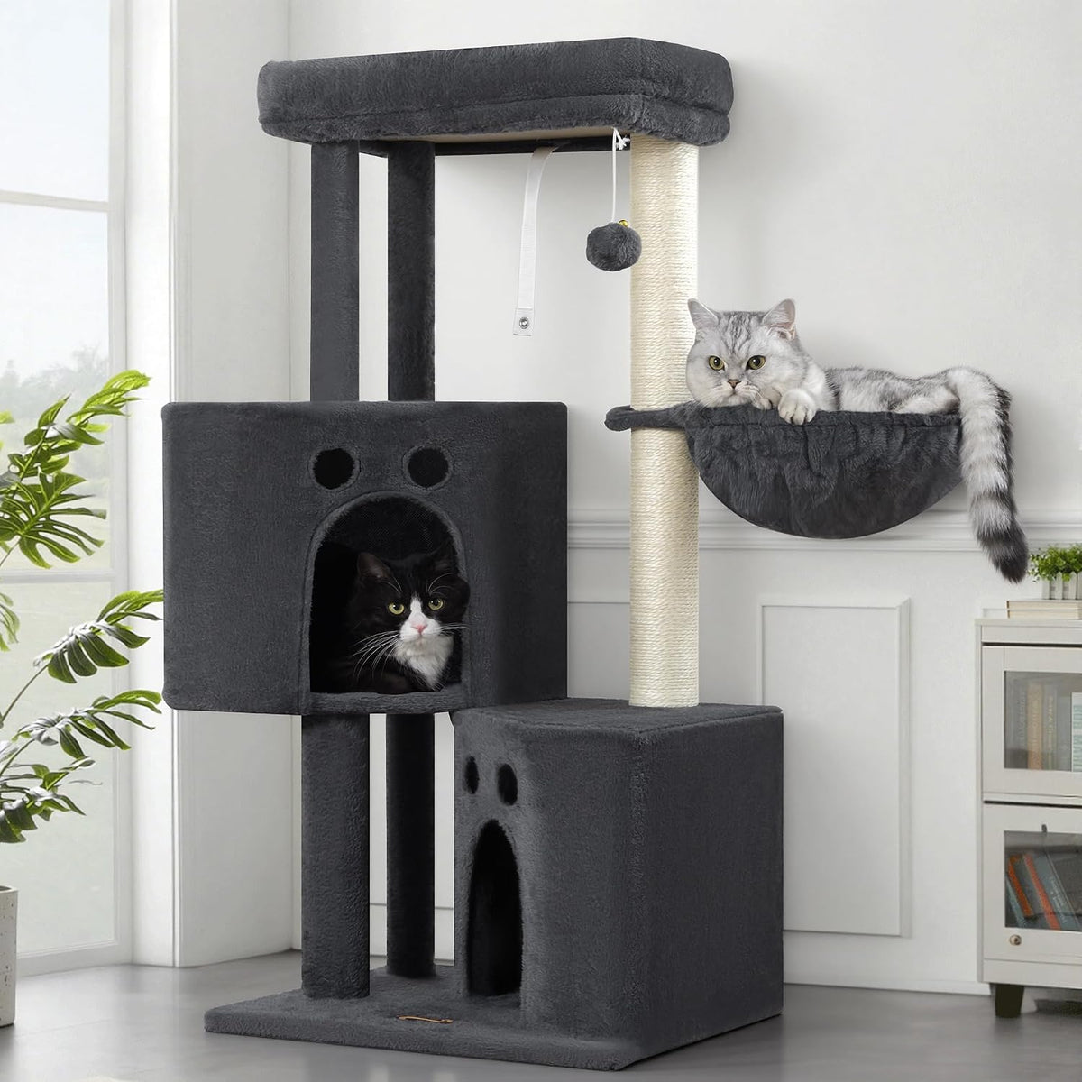 Small Cat Tree Tower for Indoor Cats, 40 in Multi-Level Cat Scratching Post
