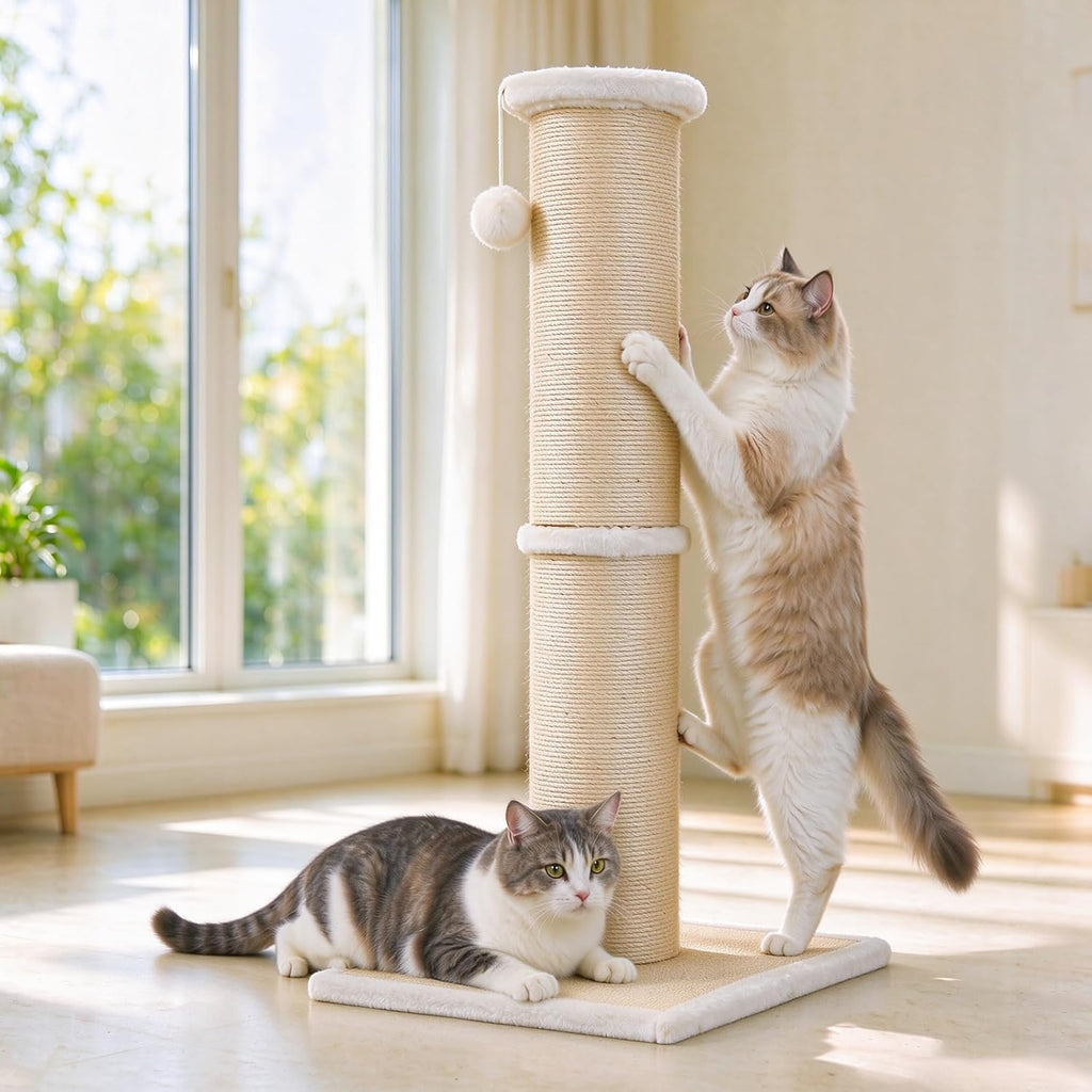 Tall Cat Scratching Post, 32in Thickened Sisal Post for Large Cats