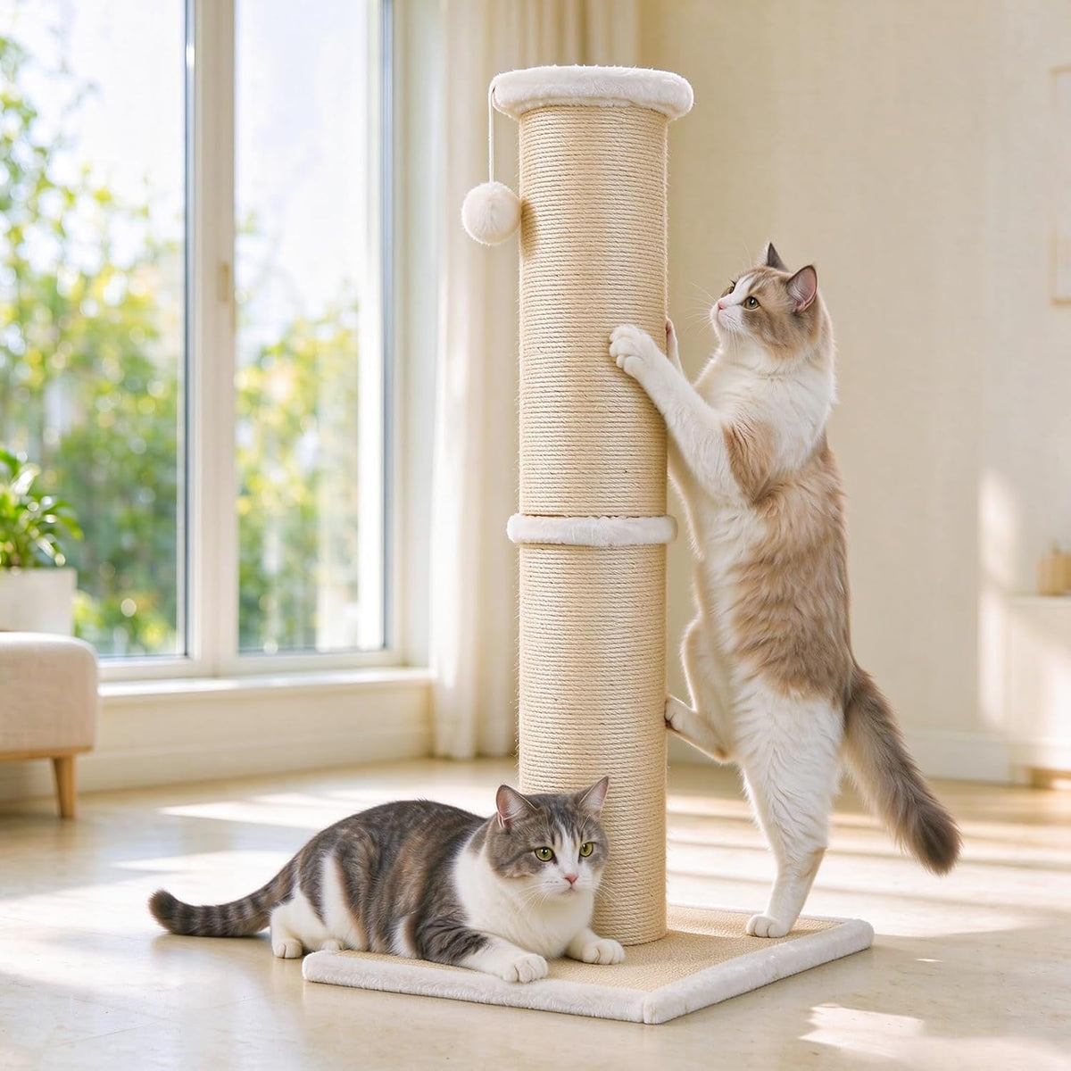 Tall Cat Scratching Post, 32in Thickened Sisal Post for Large Cats