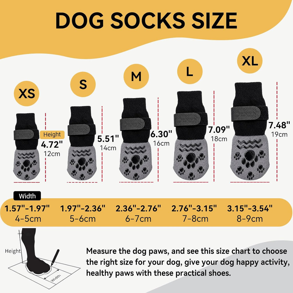 Non-Slip Dog Socks Prevents Paw Licking Grippy Dog Socks Paw Protector for Hot & Cold Pavement for Small Medium Large Do