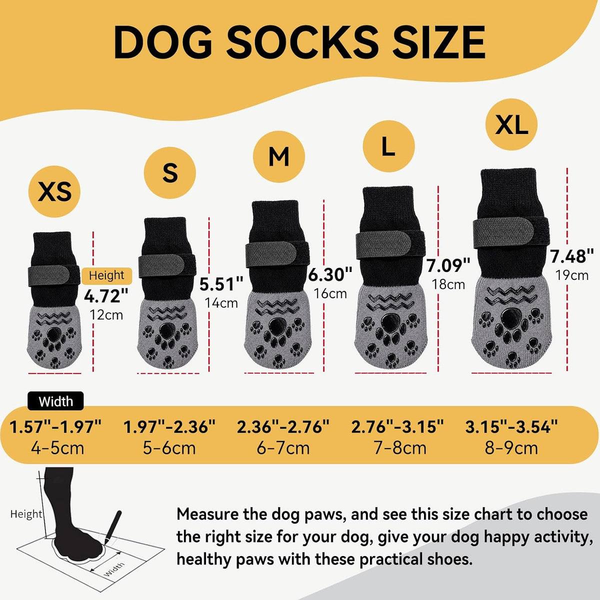 Non-Slip Dog Socks Prevents Paw Licking Grippy Dog Socks Paw Protector for Hot & Cold Pavement for Small Medium Large Do