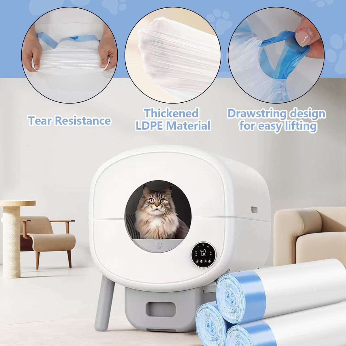 120Pcs Automatic Cat Litter Box Bags Compatible with Cmg/Fstgo, Fmo