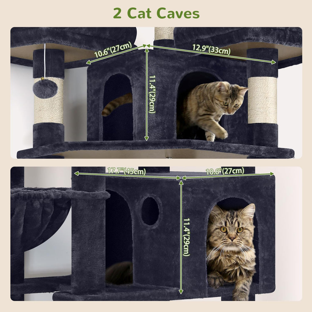 Globlazer Cat Tree Tower for Multiple Adult Cats, 82in, F82, Dark Grey