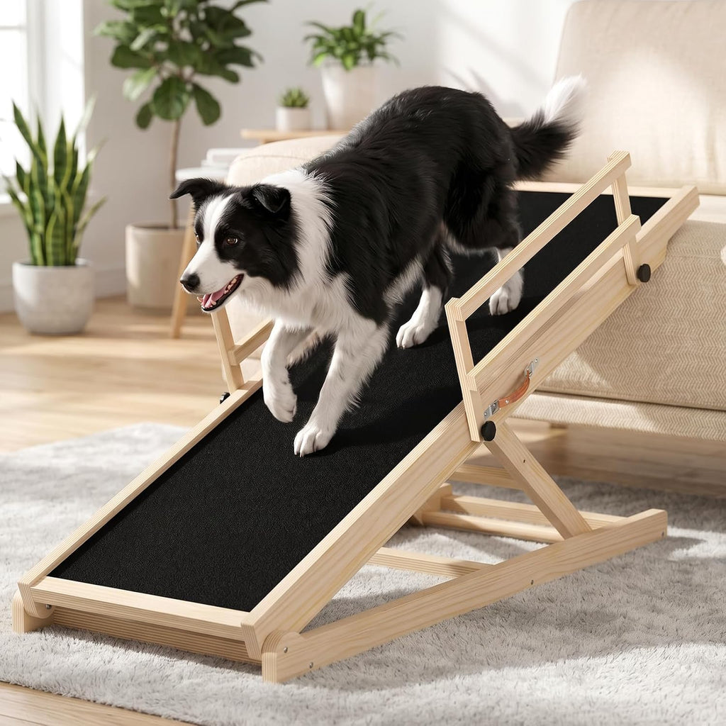 Dog Ramp for Bed, 47'' Long 20.3''-27'' Adjustable Height Pet Ramp