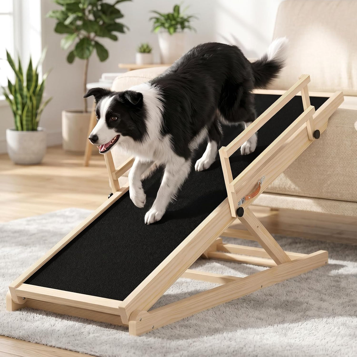 Dog Ramp for Bed, 47'' Long 20.3''-27'' Adjustable Height Pet Ramp
