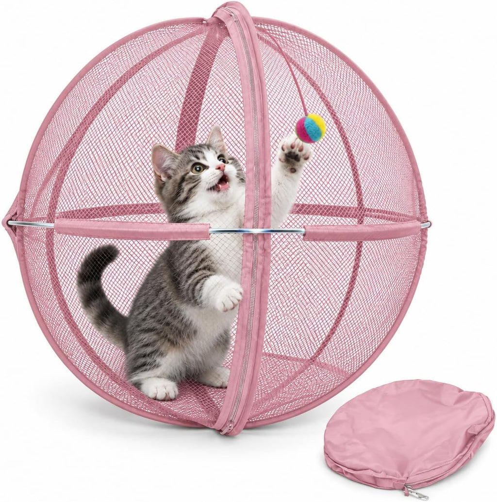 Cat Outdoor Enclosure, Rolling Cat Ball, Foldable Mesh Playpen for Outside