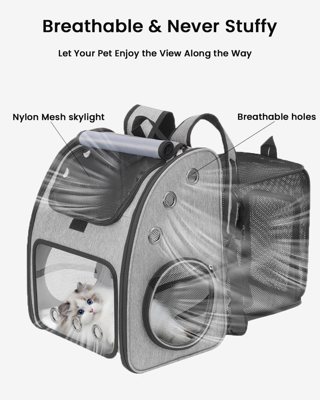 Expandable Cat Backpack Carrier for Small Cats/Dogs Airline Approved