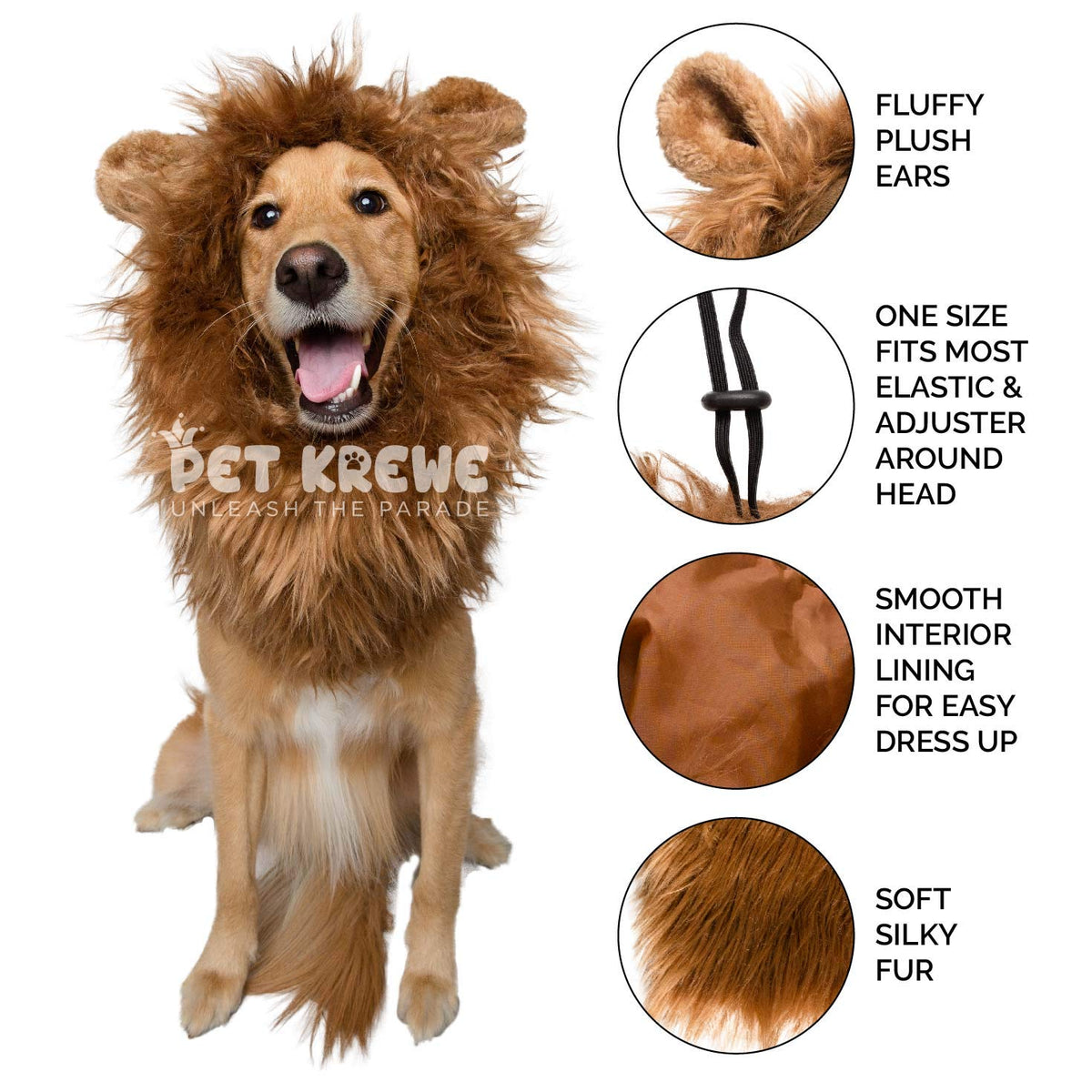 Lion Mane Costume and Big Dog Lion Mane Wig - Large Dog Costumes by Pet Krewe