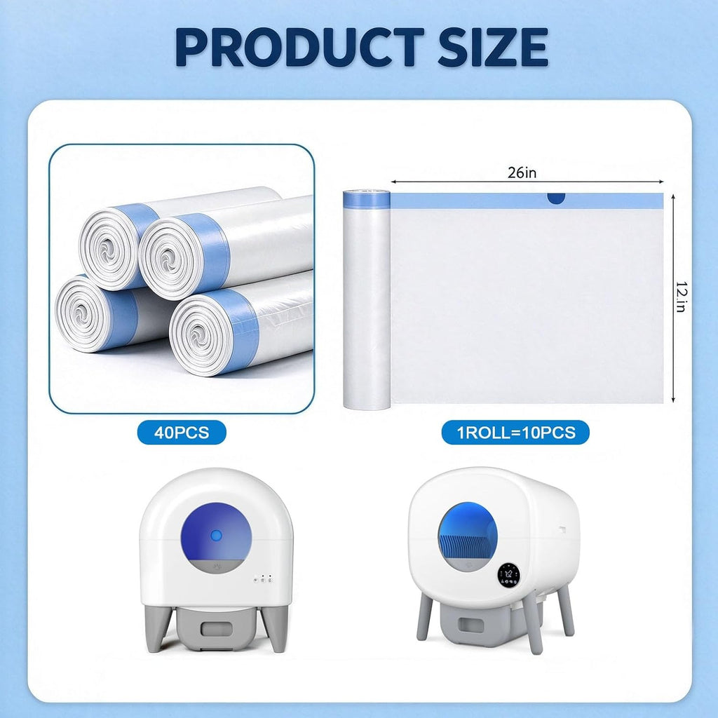 2 Pack Waterproof Pad with 40 liners for Tuya Cumrige and Fumoi Self Cleaning Litter Box, Automatic Cat Litter box liner