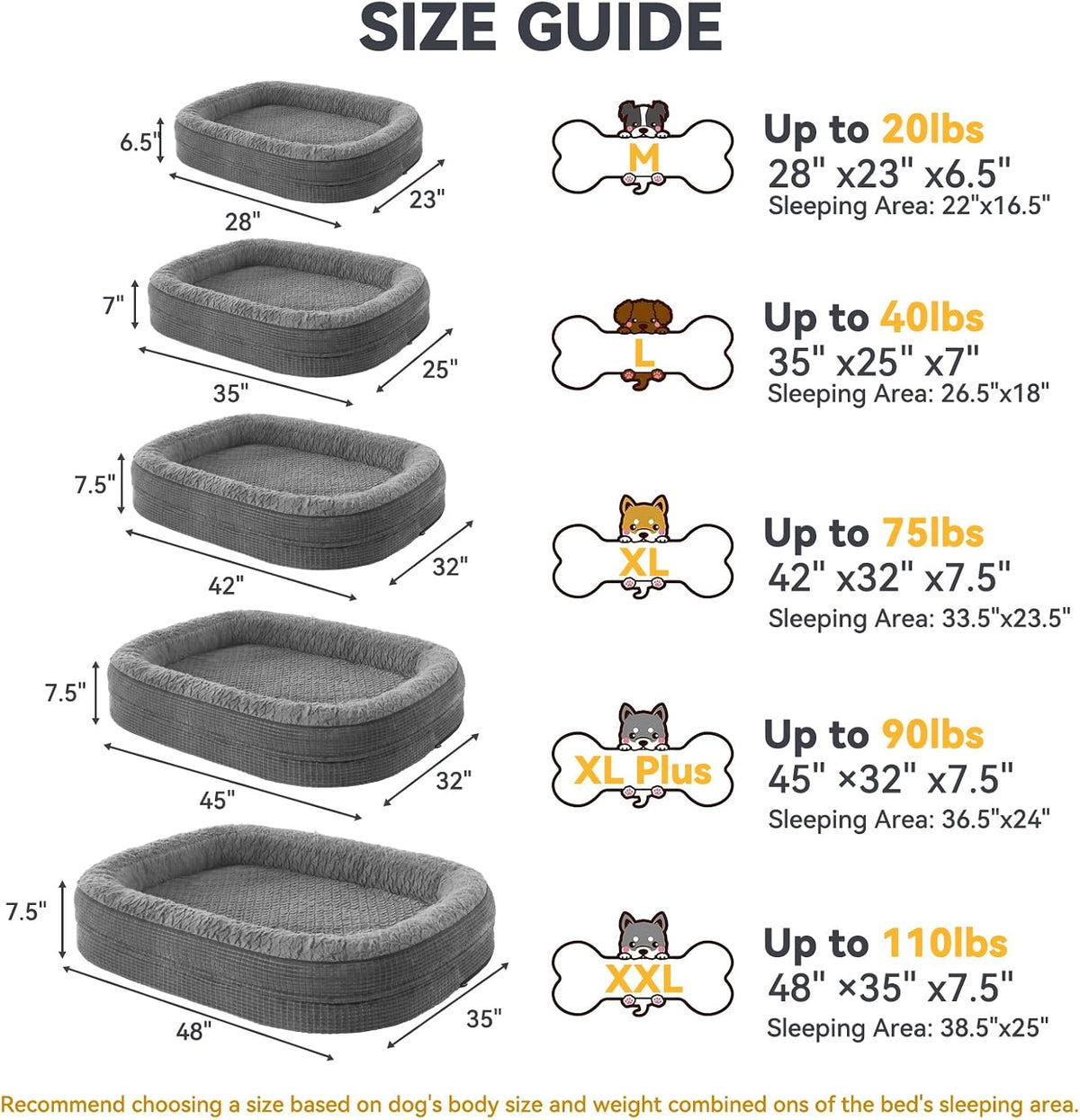 JOEJOY XL Orthopedic Dog Bed for Large Dogs, 360° Oval Bolster, 42"