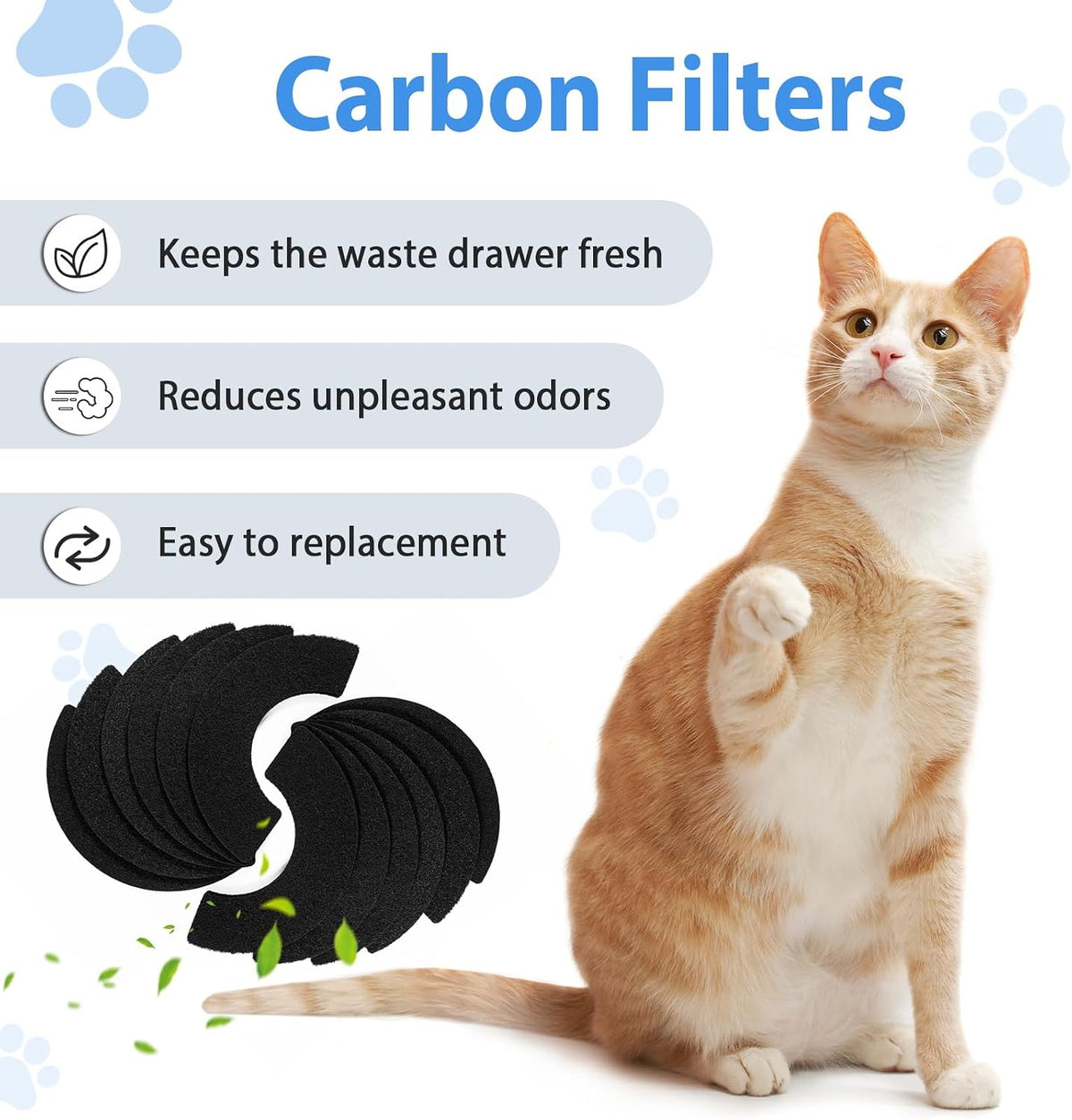 Activated Carbon Filters Compatible with LR 4 Cat Litter Box, Perfect Replacement Official Size (12Pack)