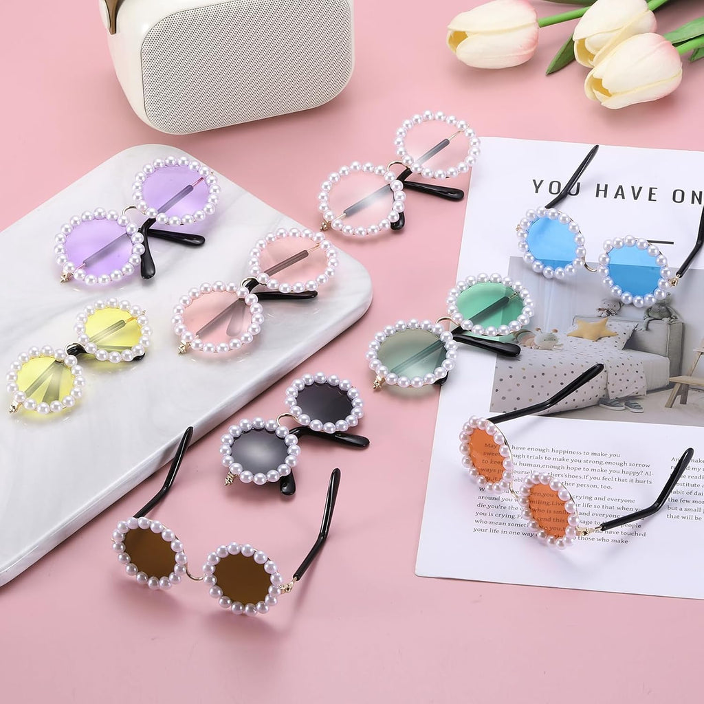 Dog Sunglasses, Cat Cute Round Glasses Purple Lens, Gold