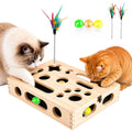 Large Cat Nail File Box, Sturdy Wood Cat Scratch Puzzle Enrichment Box Toy