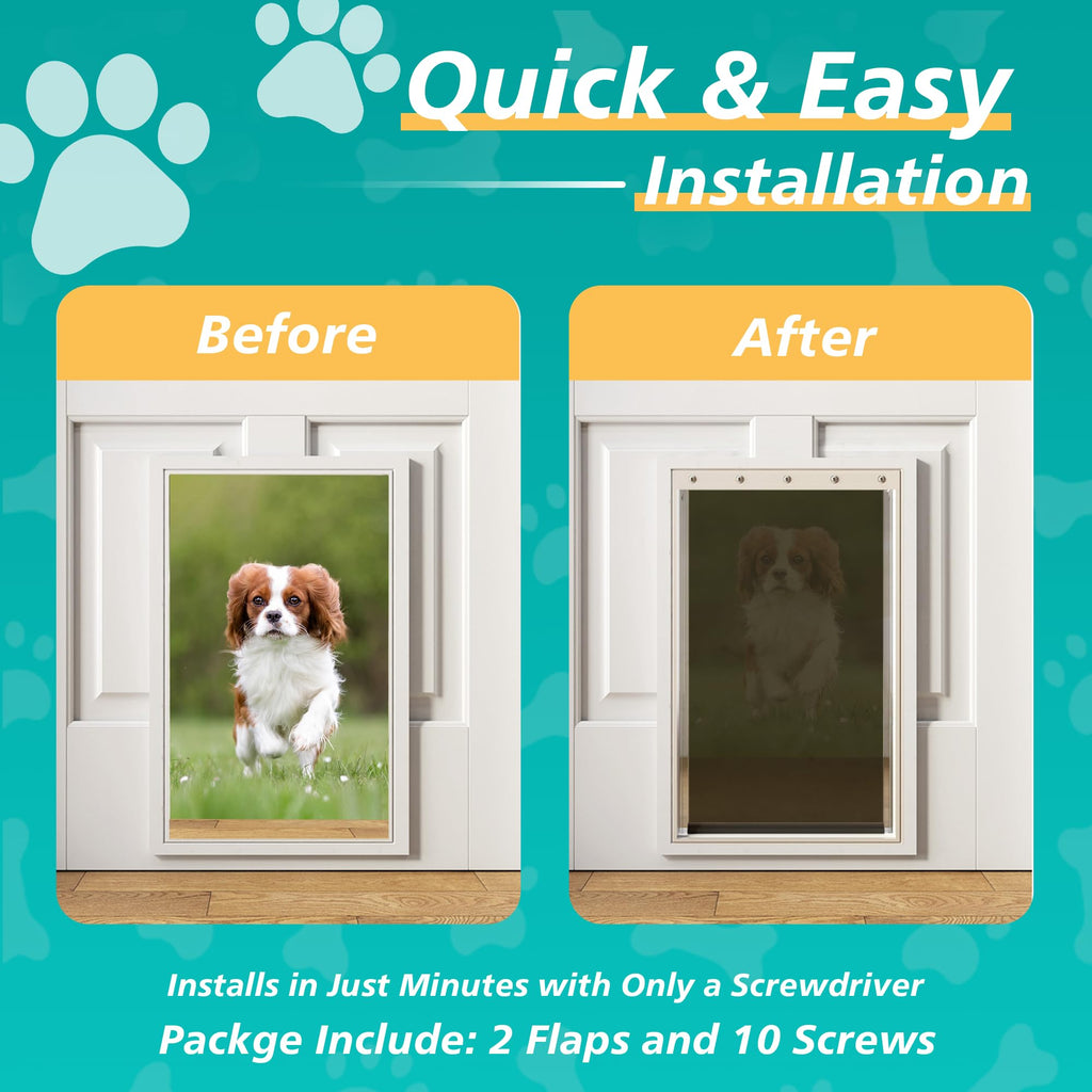 MOLYLY 2-Pack Large Dog Door Replacement Flaps with Screws