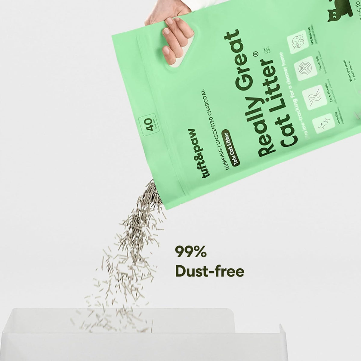Tuft & Paw Really Great Cat Litter, Ultra Low Tracking Tofu Cat Litter, Clumping, Flushable, Odor Control, Dust-Free, Un
