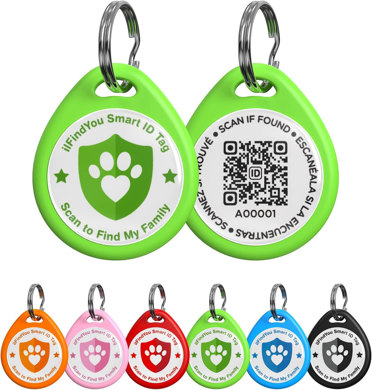 QR Code Cat Tags Personalized Small, Real-time Alerts, Pink
