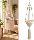 Boho Hanging Cat Bed, Macrame Cat Hammock with Plush Cushion (#A)