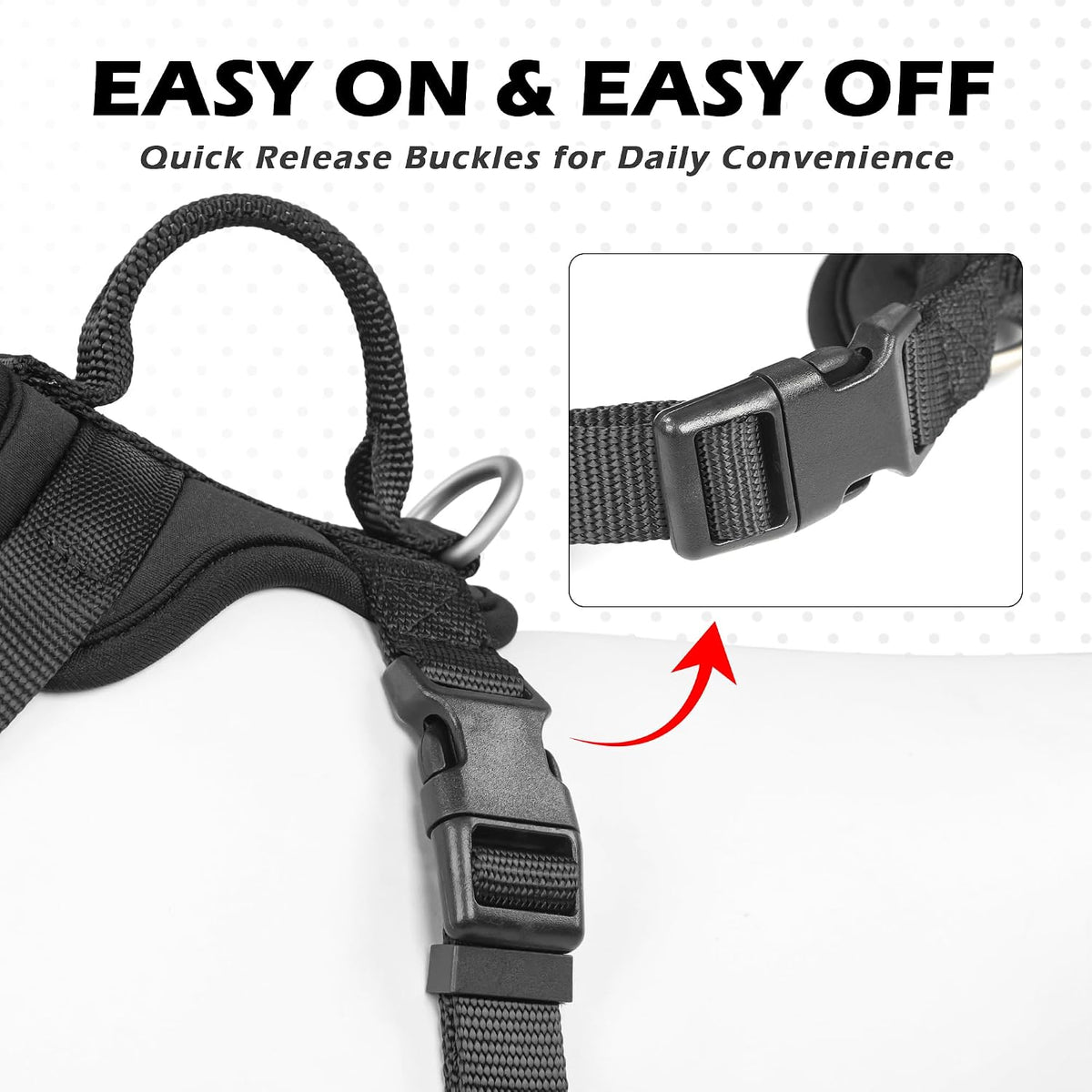 Wolfone Small Dog Harness Reflective Adjustable Black Small