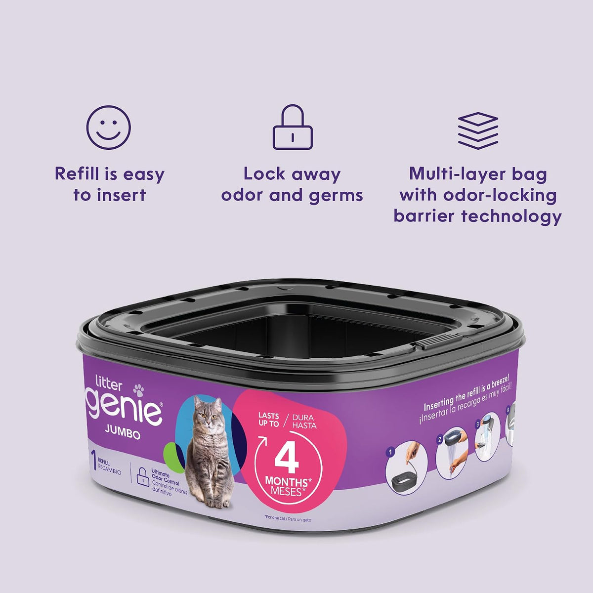 Litter Genie Jumbo Refill Bags, 6-Pack, 168 ft Continuous Film
