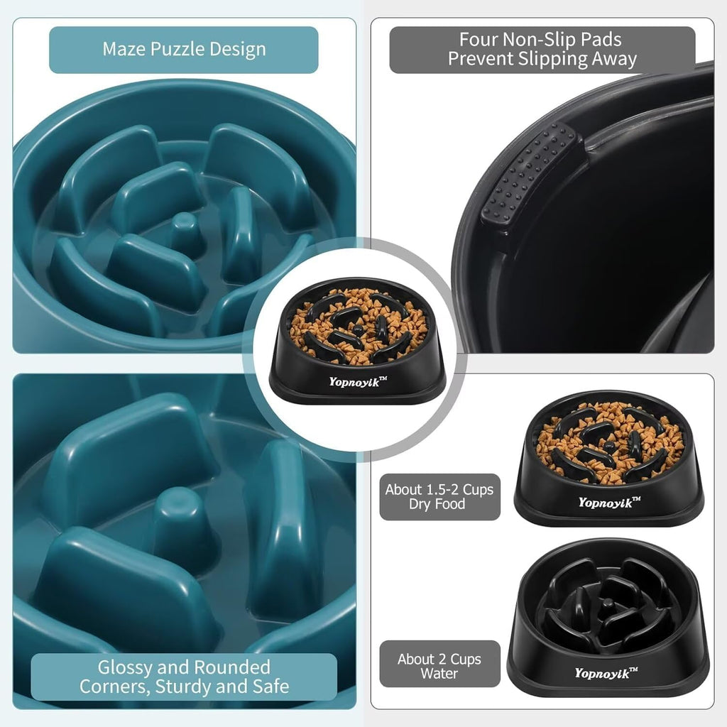 2 Pack Slow Feeder Dog Bowls for Medium Dogs & Cats