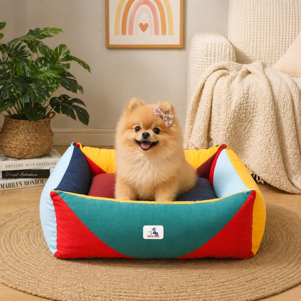 Cotton Canvas Dog Bed(290gsm Thick), 24"x20"x8" Washable Waterproof