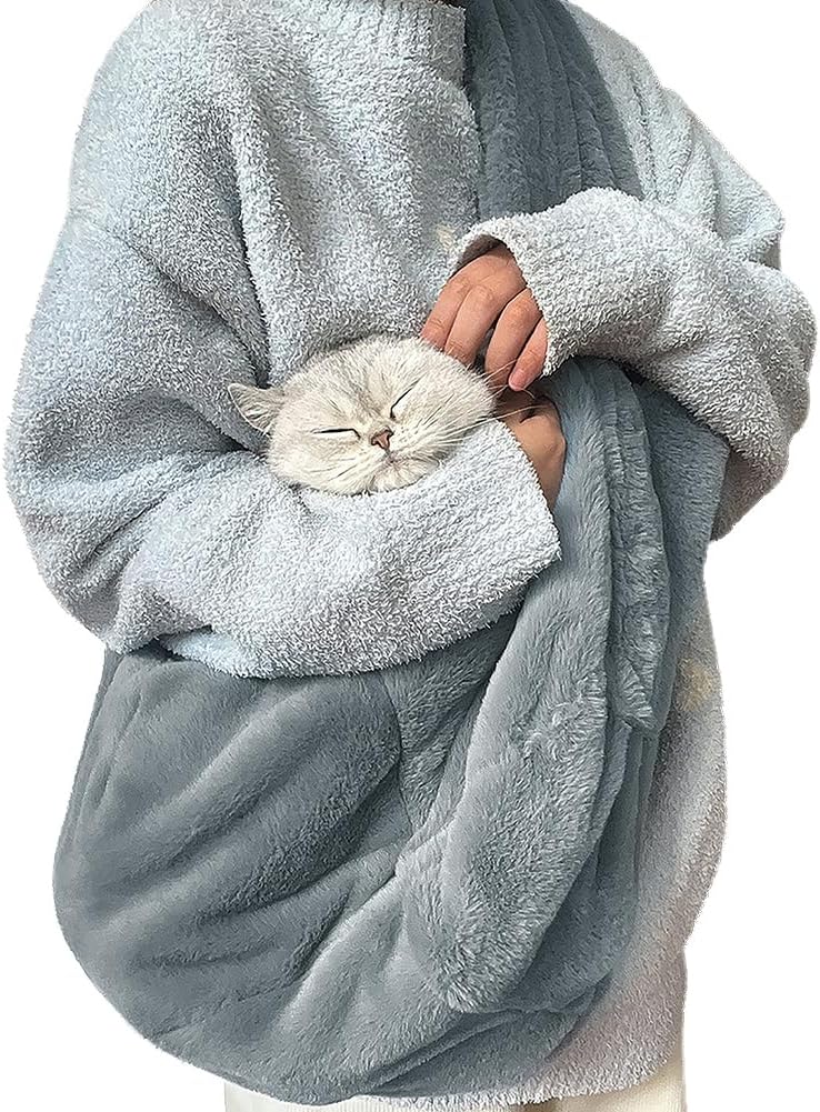 Plush Small Dog Sling Cat Carrier Hands-Free Pet Sling Carrier Shoulder Bag