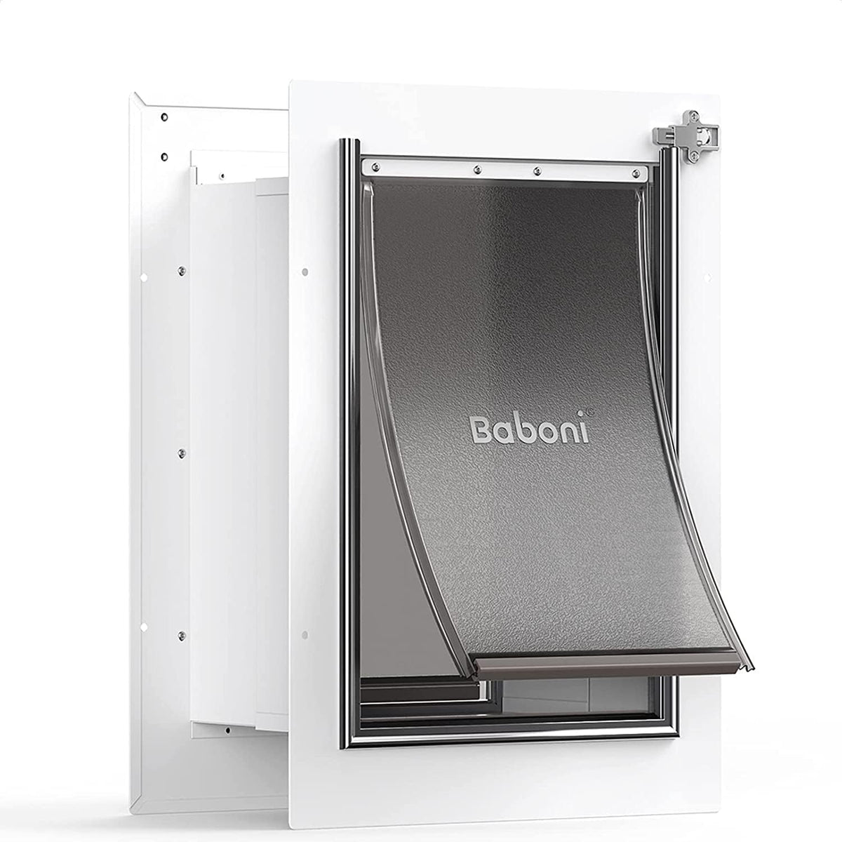 Baboni Pet Door for Wall,3-Flap,Steel Frame and Telescoping Tunnel, Aluminum Lock, Double Flap Dog Door and Cat Door, St