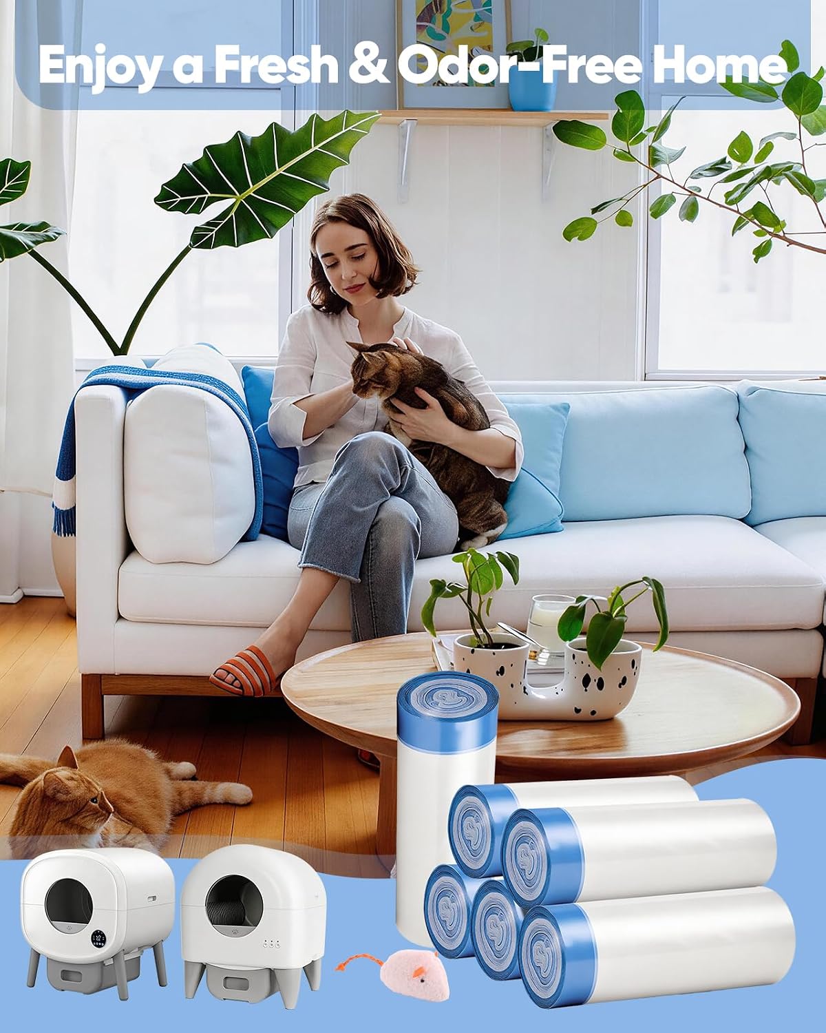 150 Count Drawstring Cat Litter Bags for Automatic Litter Boxes