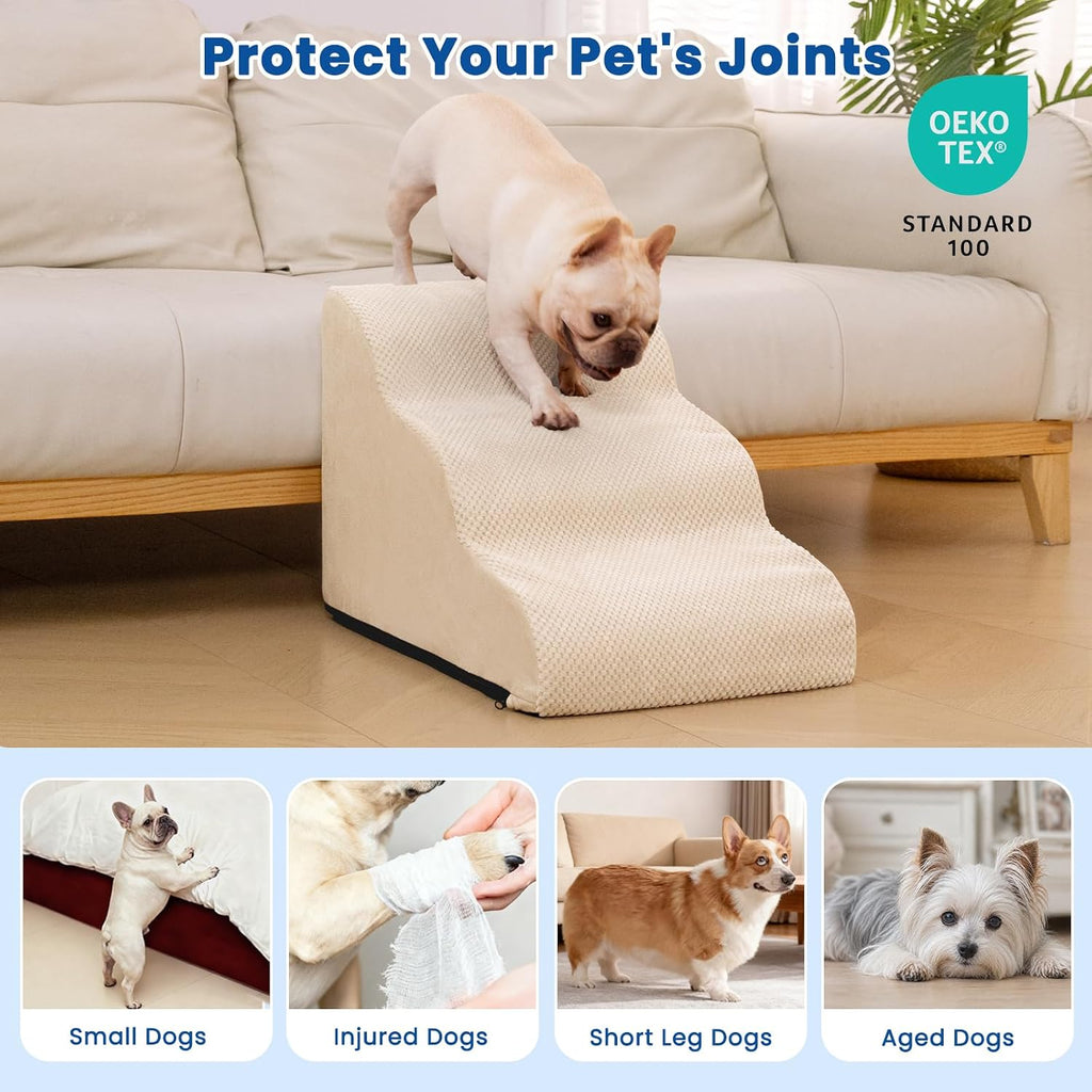 Dog Stairs for Small Dogs & Cats,3 Steps Non-Slip Pet Ramp for Couch,15.7"H