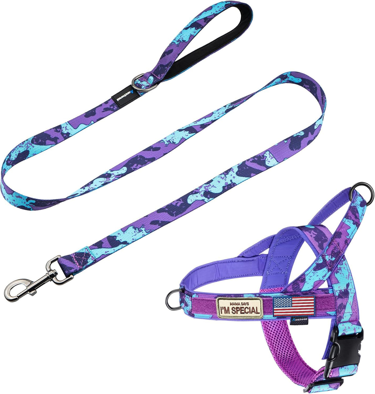 Annchwool No Pull Dog Harness with Soft Padded Handle & Front Clip(Brown,L)
