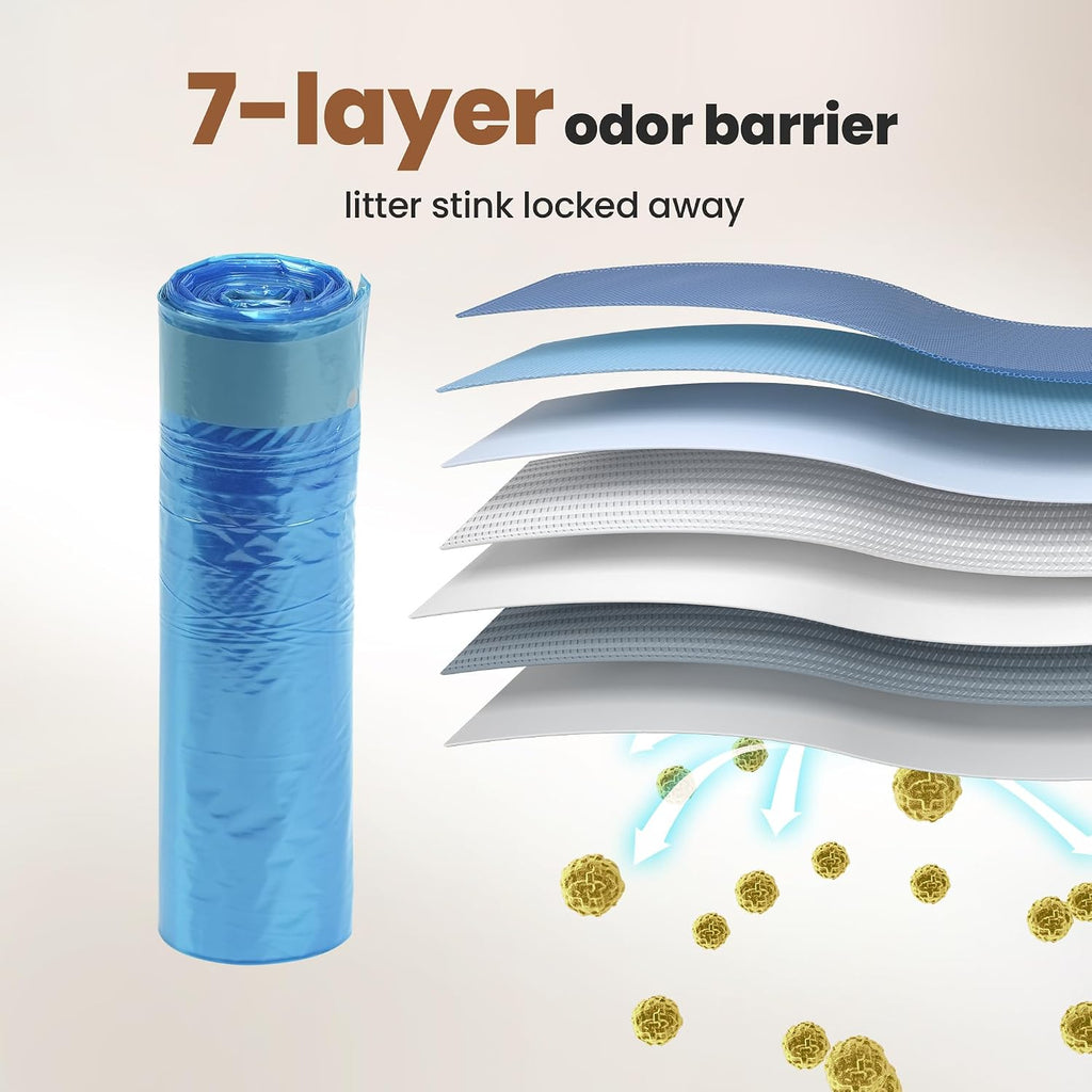 GKJ Cat Litter Refill Bags, 48pcs for Up to 12-Month Supply, Replaced Cat Waste Bags for Litter Trash Can, 7-Layer EVOH 