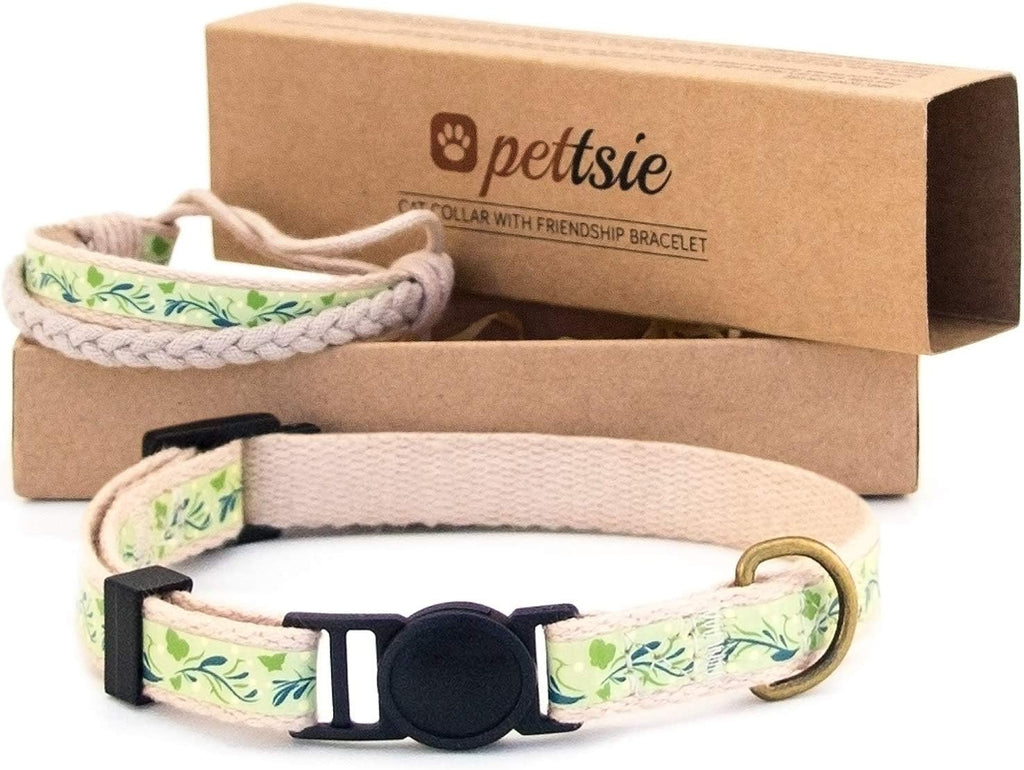 Breakaway Cat Collar & Matching Friendship Bracelet, Green