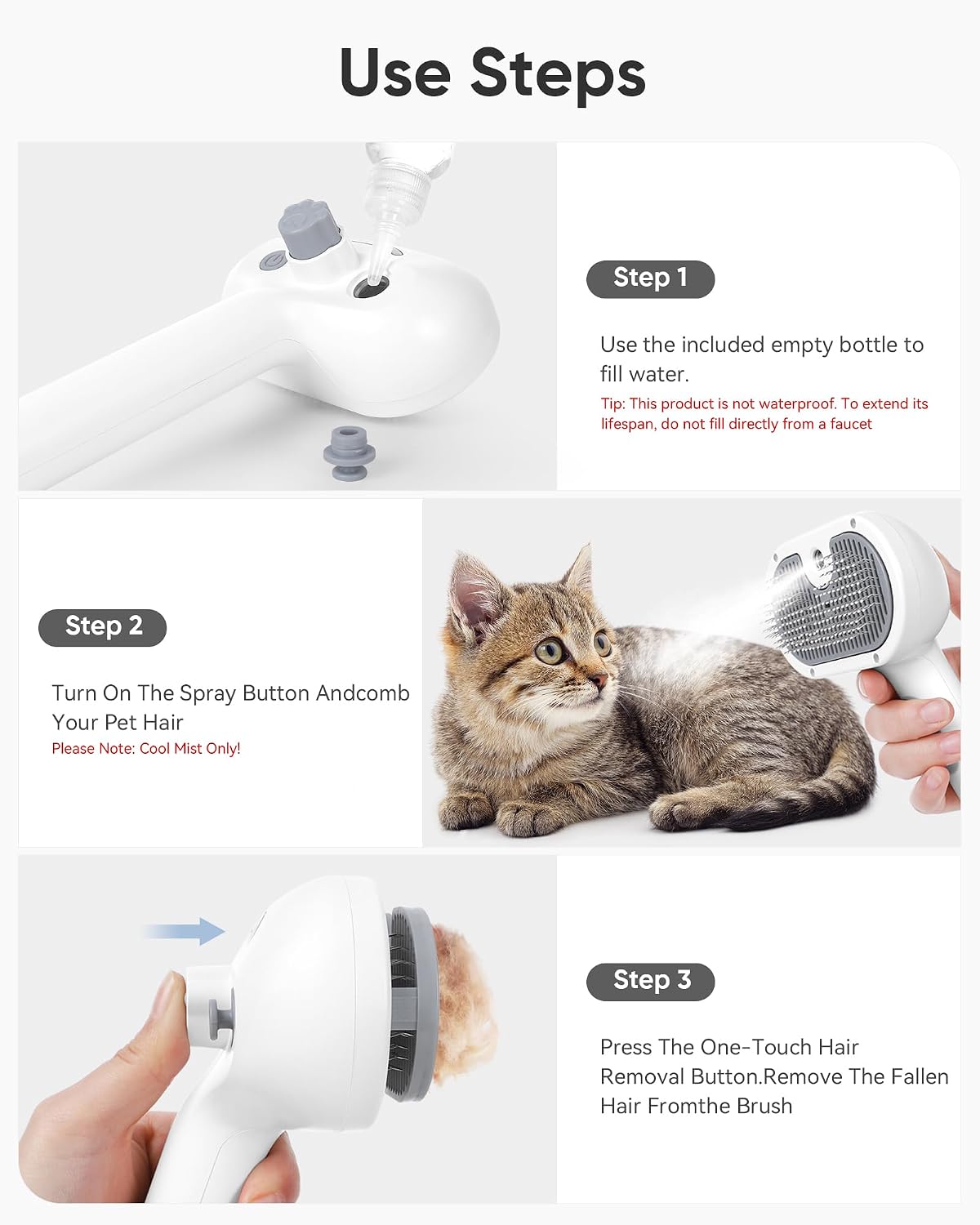 Pet Steam Brush Dog Cat 2026 New Grooming Comb for Shedding Floating Hair