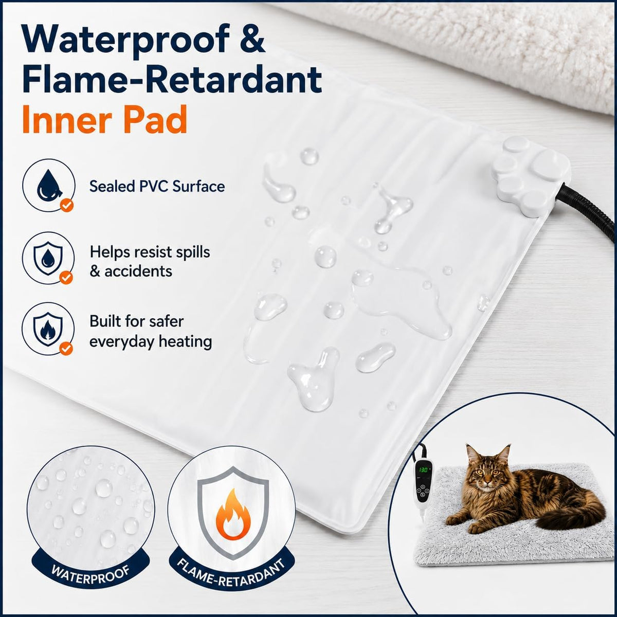 Pet Heating Pad for Cats with Normally Open Function,Heated Cat Bed