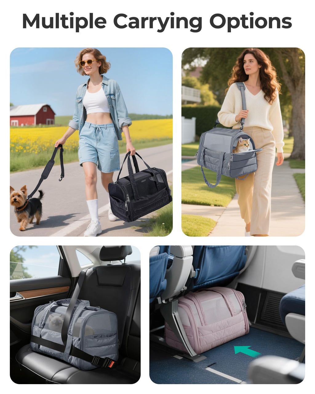 BAGSMART Cat Carrier Soft-Sided Puffy Quilted Collapsible Pet Travel Bag