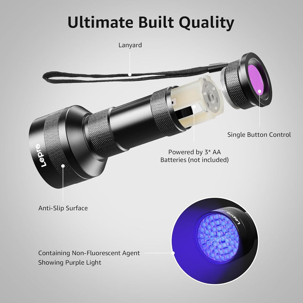 Lepro 51 LED Handheld UV Blacklight, 395nm, Pet Urine Detector