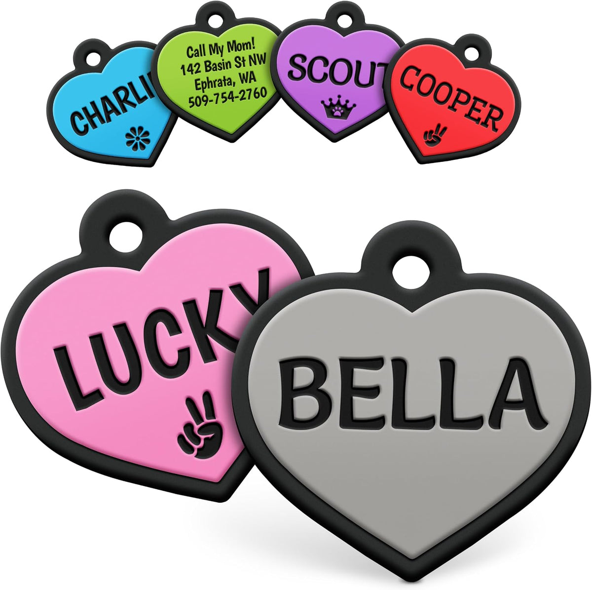 GoTags Silicone Dog Tags, Personalized Engraved Silent Pet Tag, No Noise