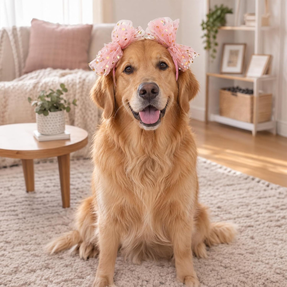 2pcs Dog Bows for Large Dogs with Elastic Adjustable Headbands