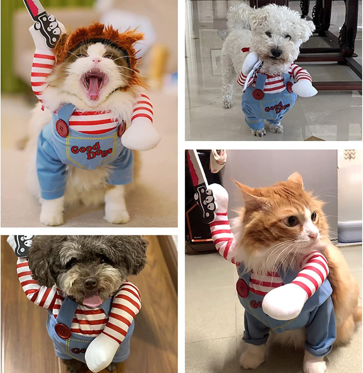 Pet Deadly Doll Dog Costume, Cosplay Halloween Christmas Funny Clothes Party Costume for Small Medium and Large Dogs (Sm