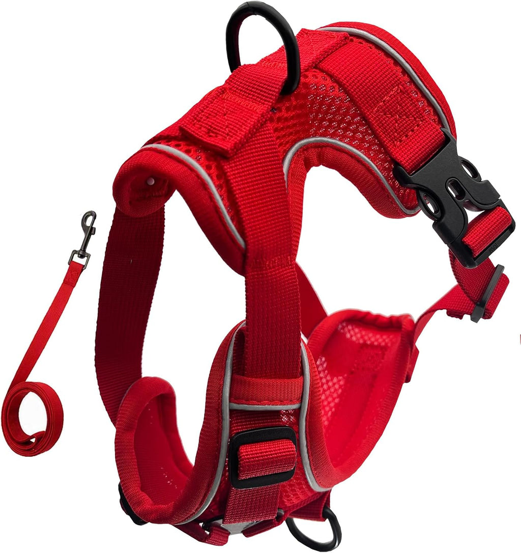 Escape-Proof Large Cat Harness and Leash Set, M, Red