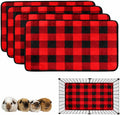 Reginary 4 Pcs Guinea Pig Fleece Cage Liners, Plaid, 24 x 47 Inch