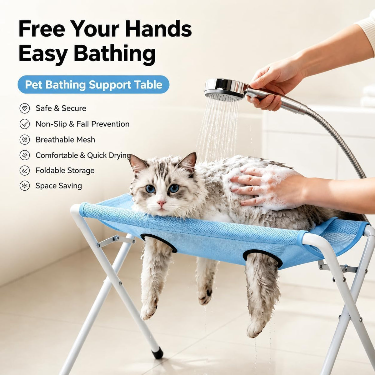 Pet Grooming Hammock with Stand Dog Bath Hammock Foldable Dog Bath Stand