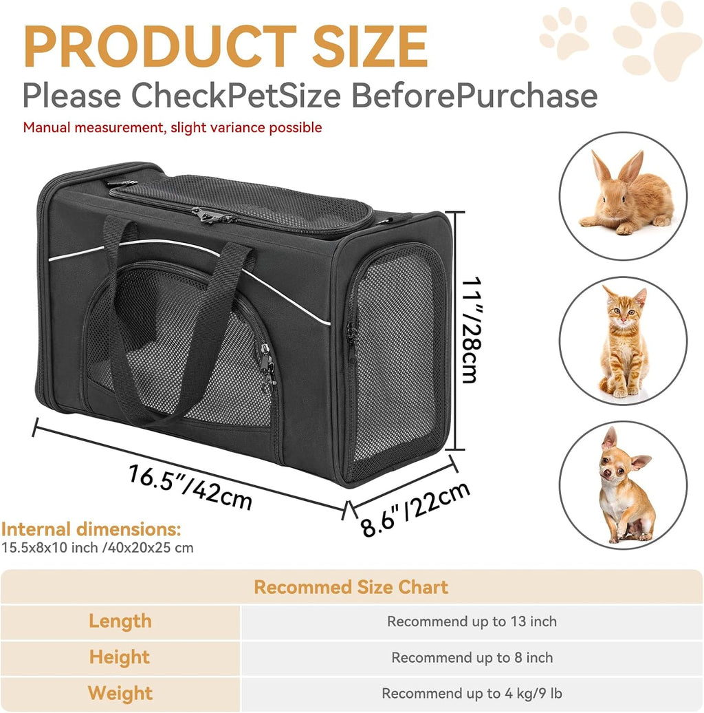 Petsfit Airline Cat Carrier for Small Cats, Two-Way Placement, Up to 9 lb