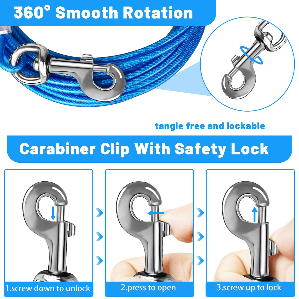HaiYUAN Dog Tie Out Cable, Dog Runner Cable