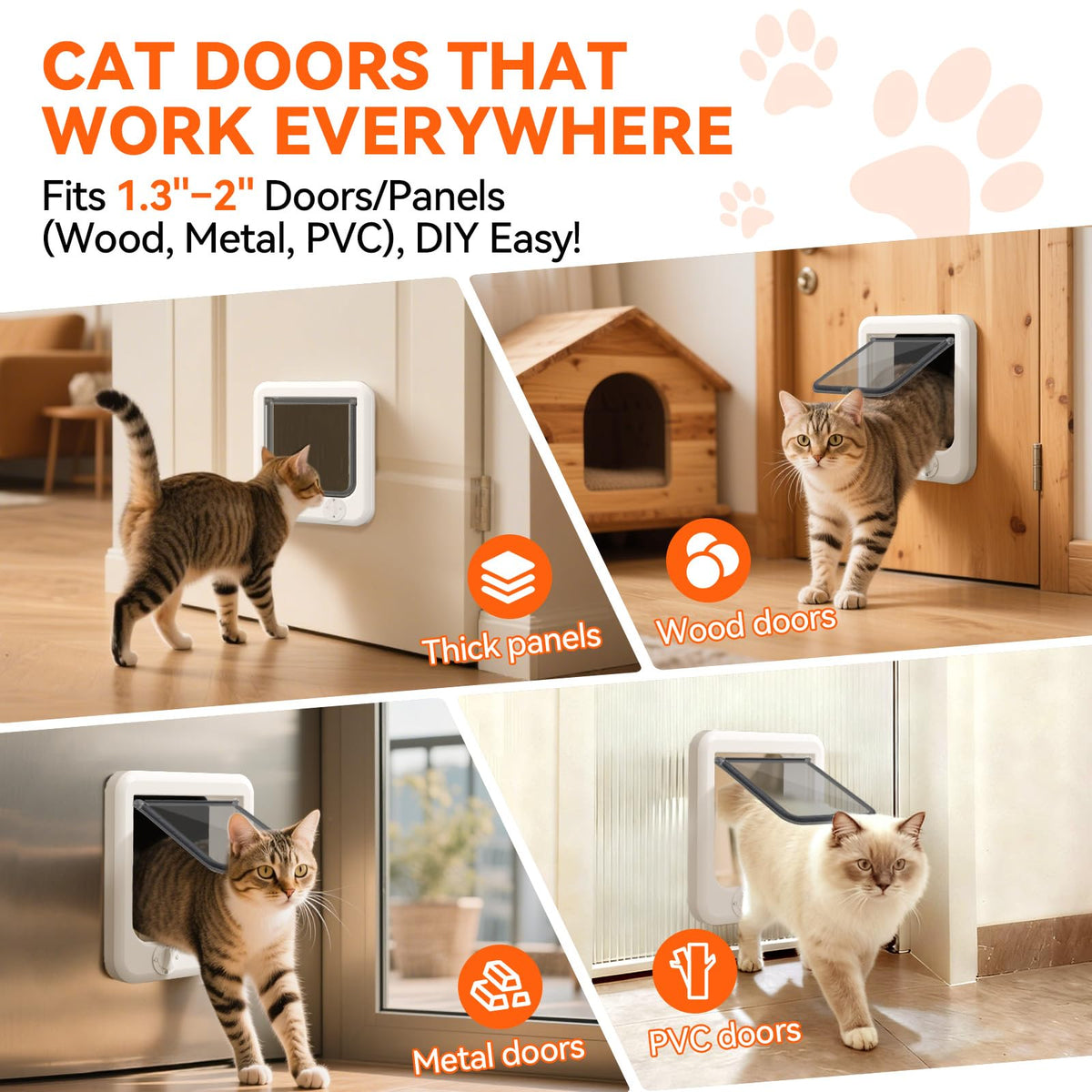 LIBBEPET Cat Door Interior Door, 4 Way Rotating Lock for Cats ≤18 lbs，Large