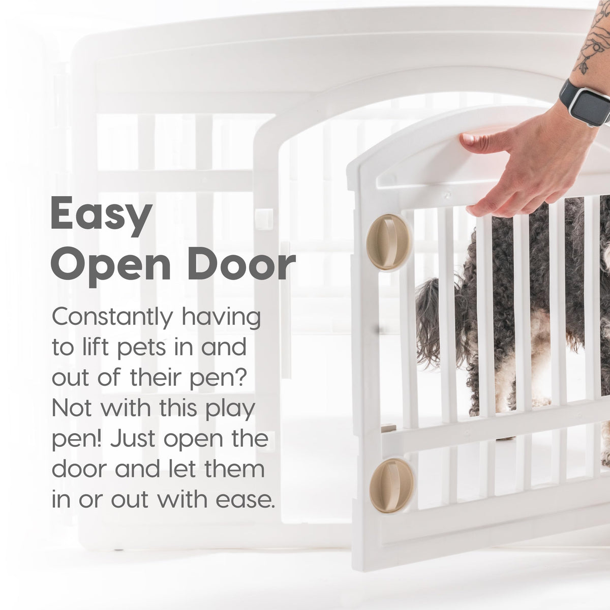 IRIS USA 4-Panel Dog Playpen, Pet Enclosure, White
