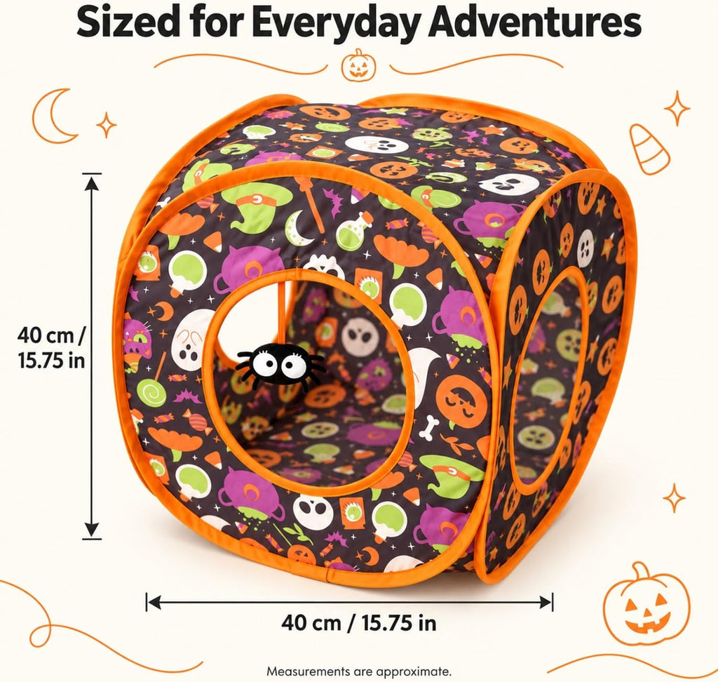 Halloween Square Cat Tunnel for Indoor Cats, Hide and Play Toy