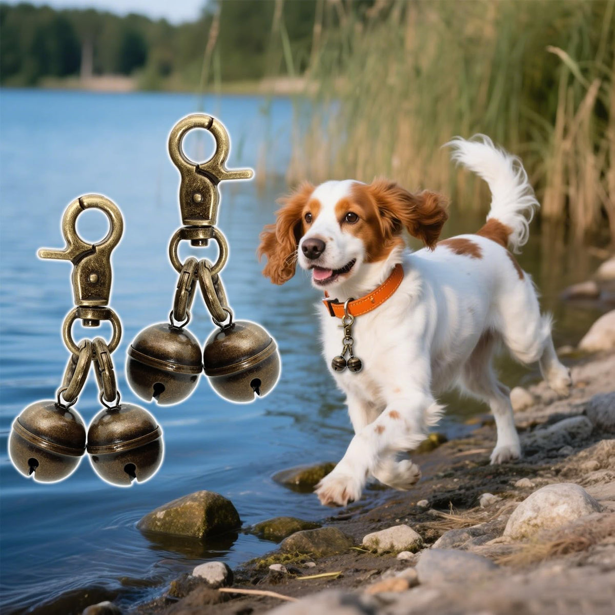 Copper Bells for Dog Collars with Snap Clips - Dog Bells to Go Outside,Made of Pure Copper for Dogs/Cat - Clear Sound & 