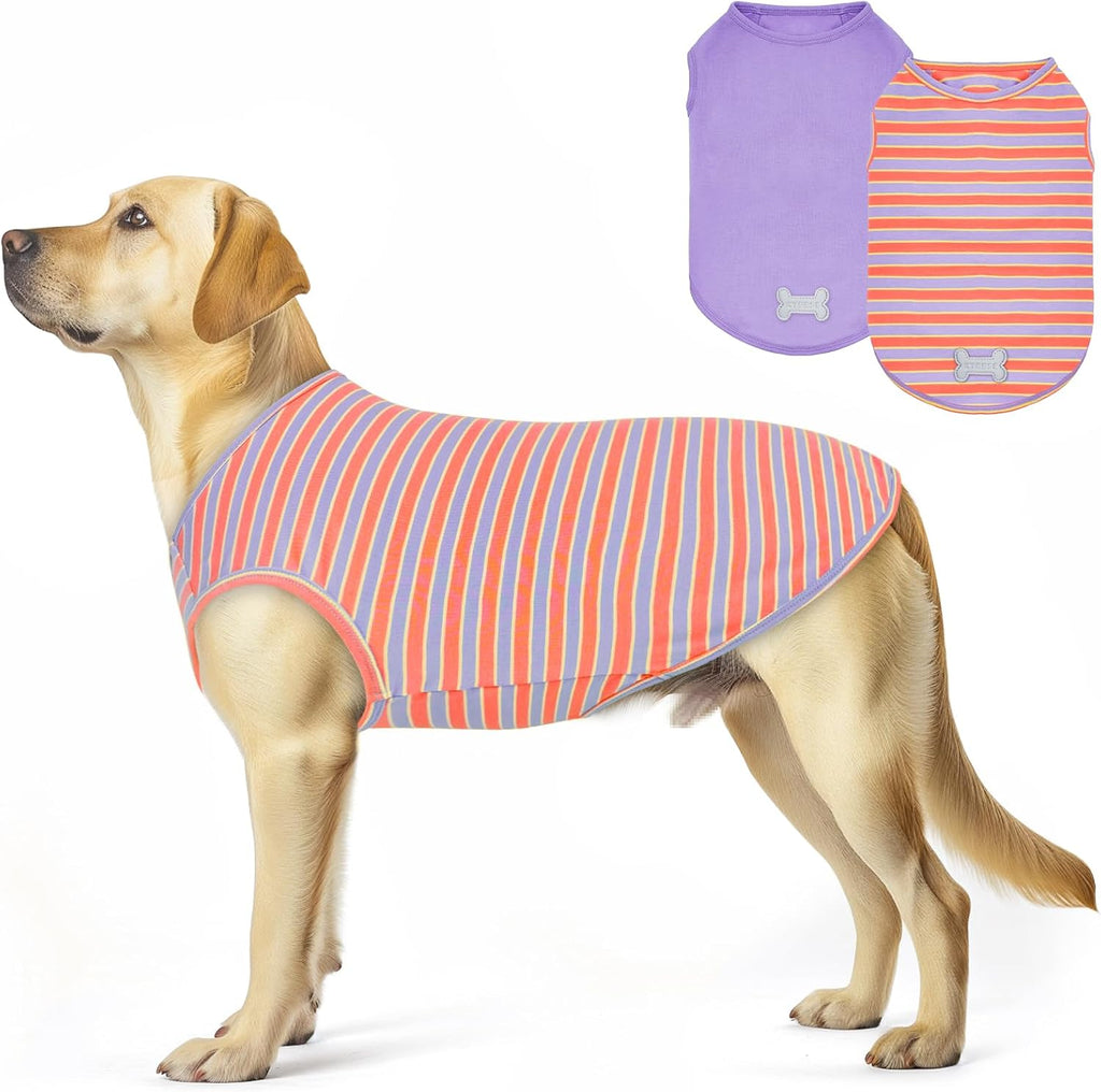 KYEESE 2Pack Cotton Dog Shirt for Small Dogs Soft Striped Tank Top