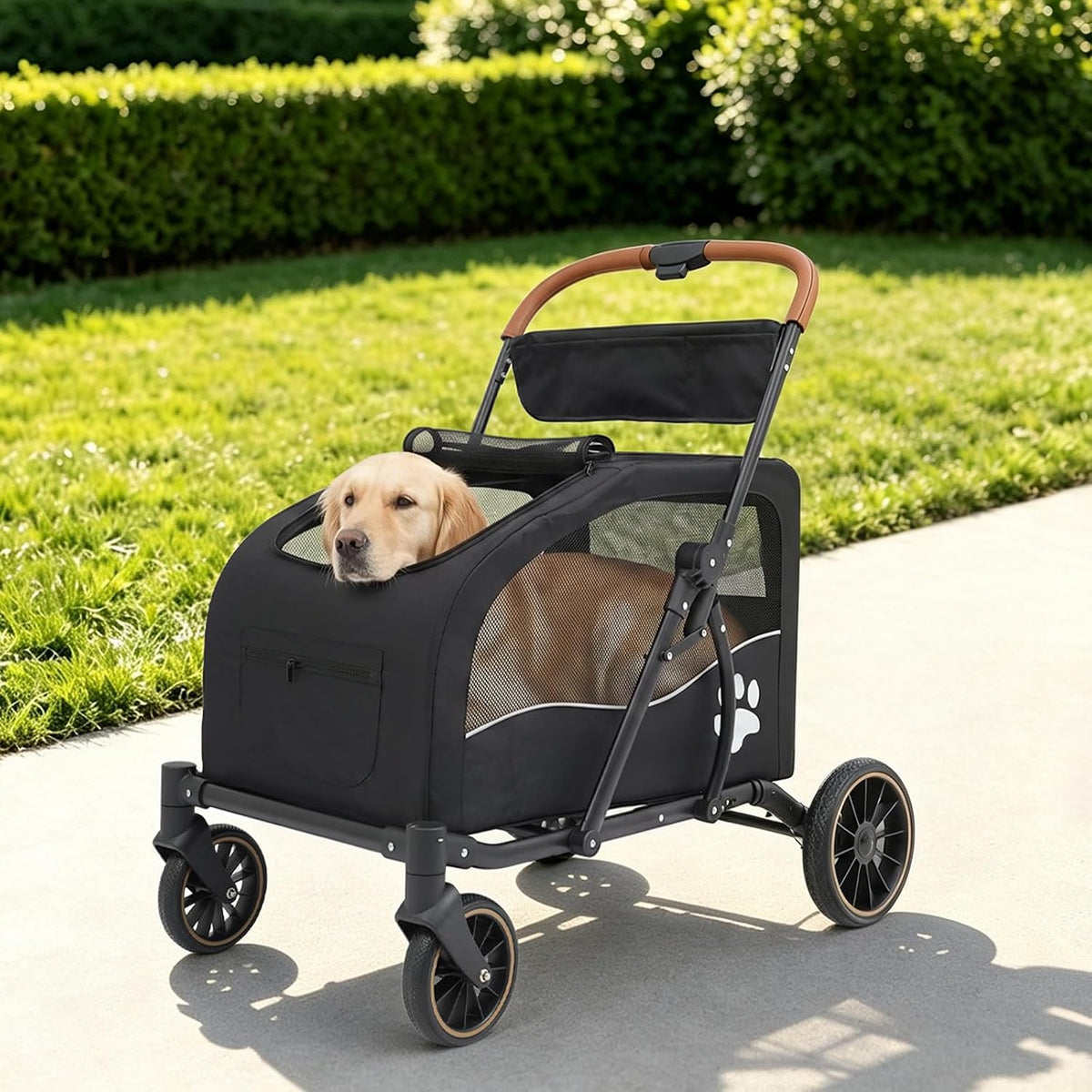 4 Wheel Pet Stroller for Dogs & Cats Foldable Dog Stroller with Detachable